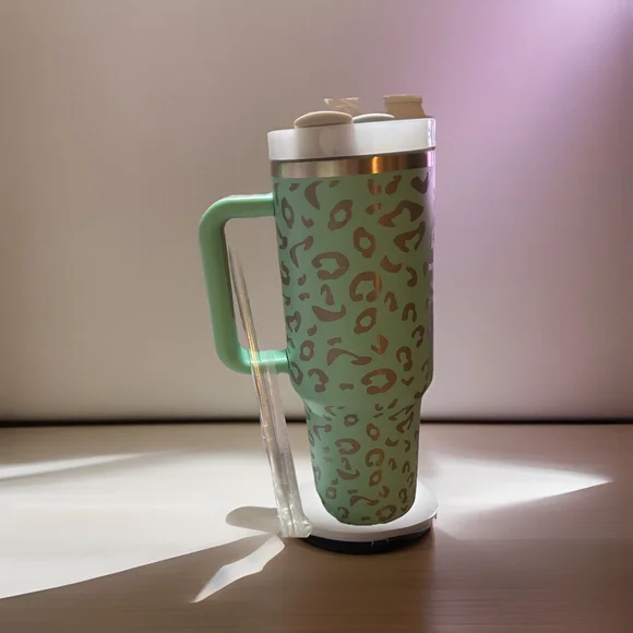 40 Oz Tumbler W/Handle, Straw, Insulated, Stainless Steel Spill Proof•New - Picture 5 of 6